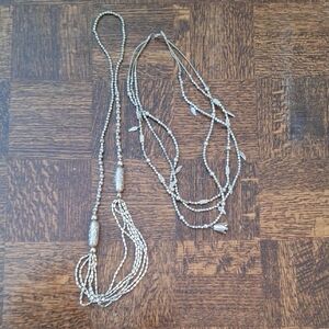 Elegant Silver Tone Beaded Necklace Set